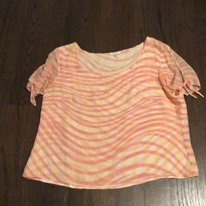 Escada silk pink, yellow & white top